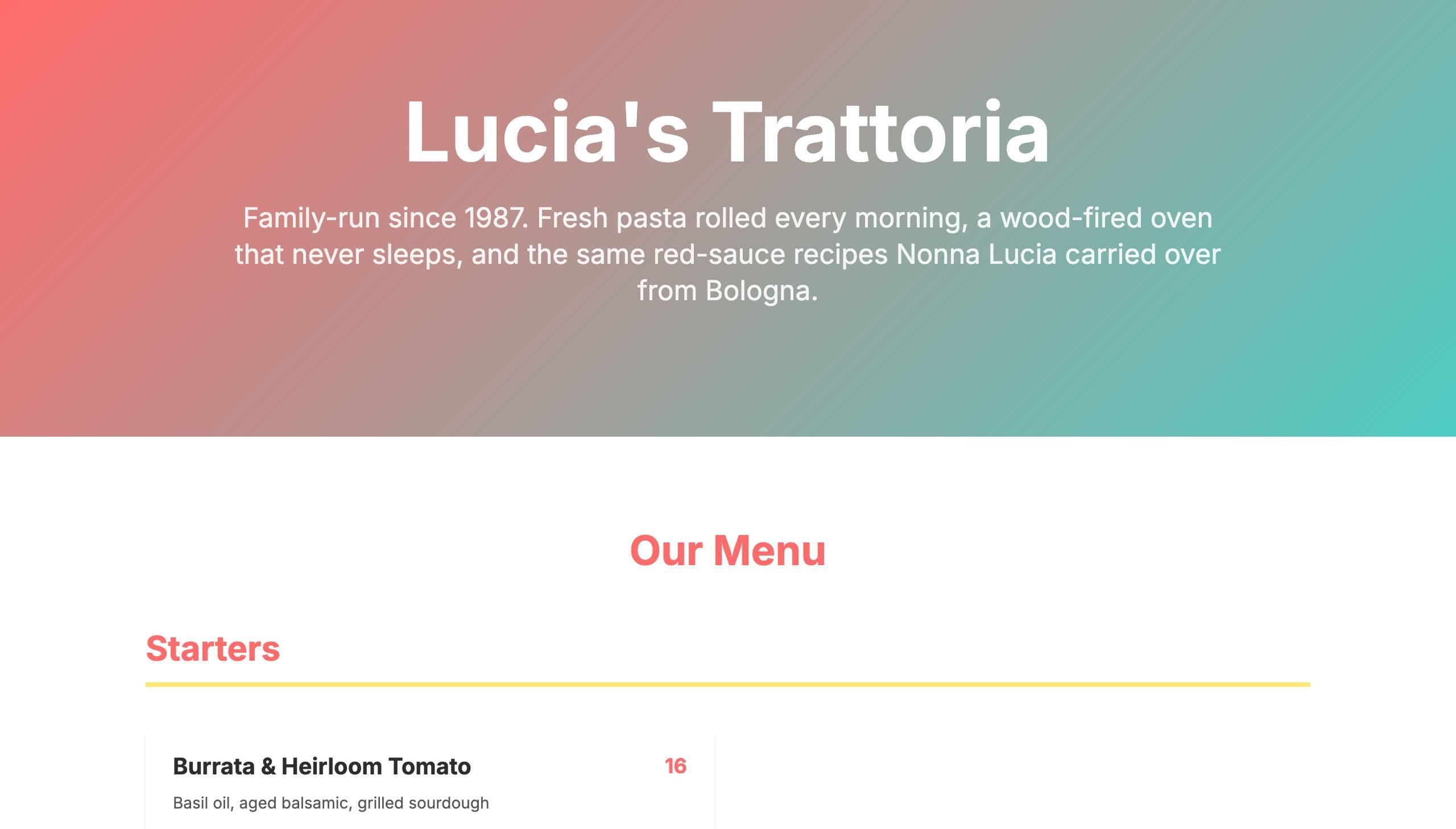 The Neighborhood Spot — a real Restauranter template rendering a sample restaurant