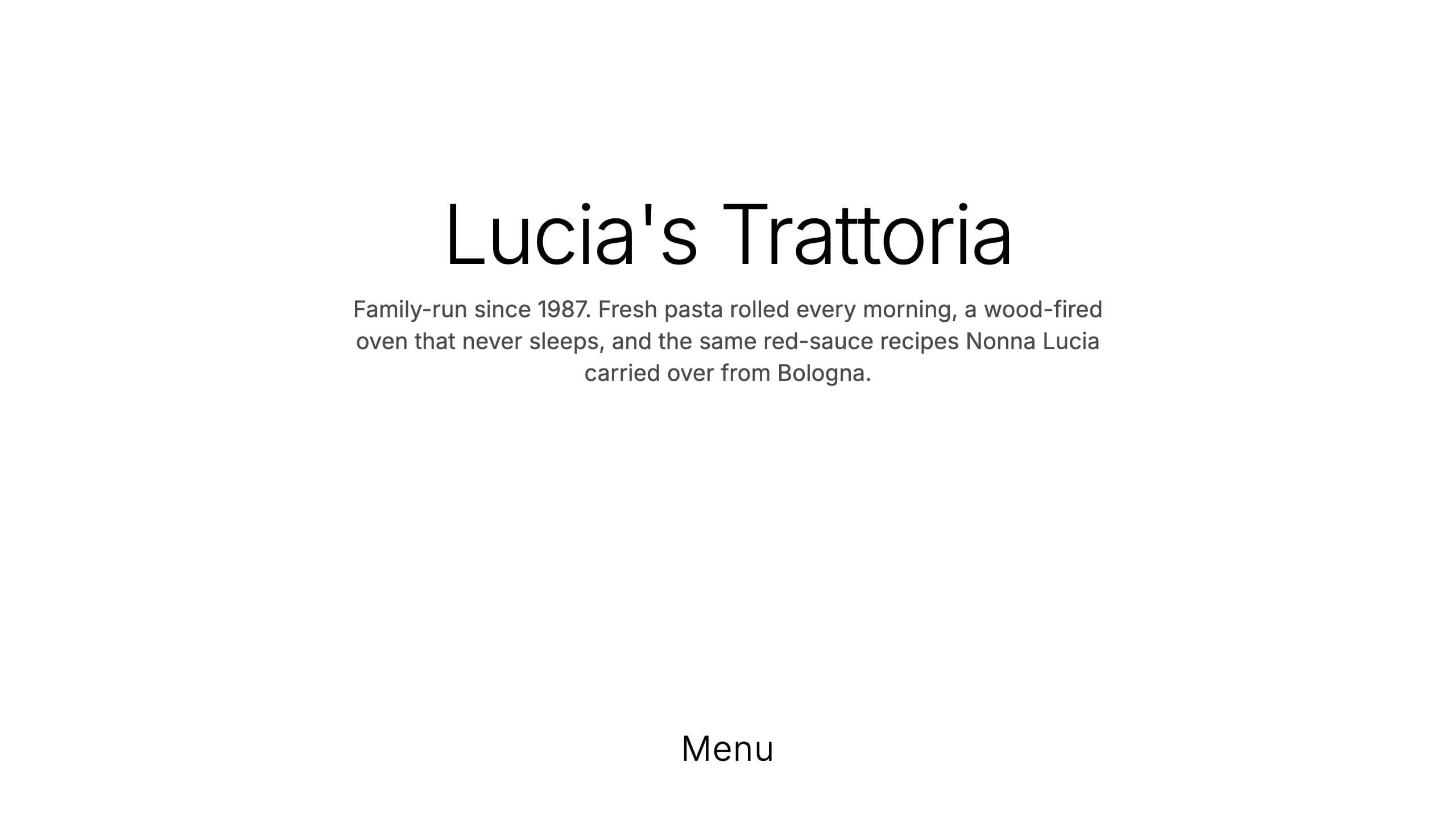 The Café — a real Restauranter template rendering a sample restaurant